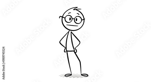 Cartoon man wearing glasses smiling.