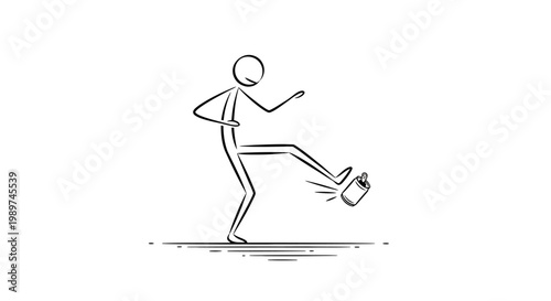Man Kicking a Briefcase in Frustration.