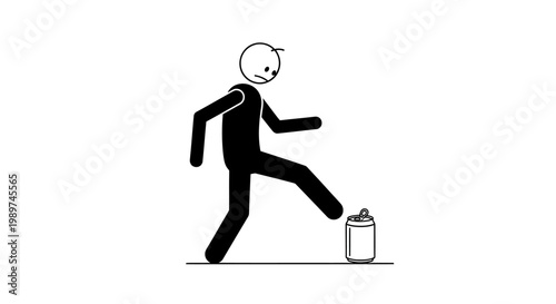 Man Kicking a Trash Can Hard.