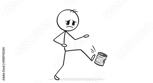 Man Kicking Paint Can Frustrated.