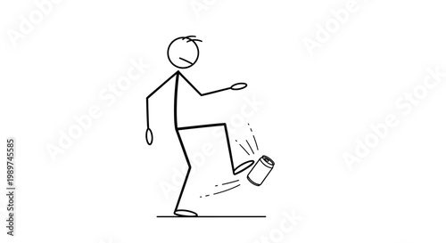 Man Kicking Can Away Frustrated.
