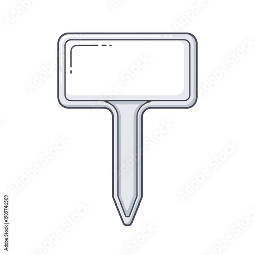 A blank label attached to a push pin ready for writing or display purposes