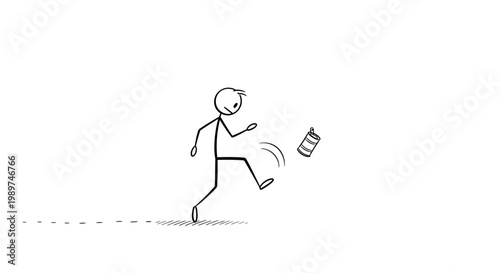 Man running with coffee cup.