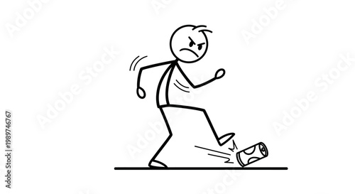 Man Running with Angry Expression On.