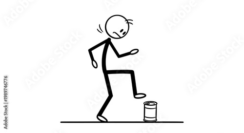 Man stepping on a tin can.
