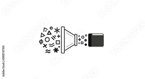 Megaphone Emitting Symbols and Shapes.