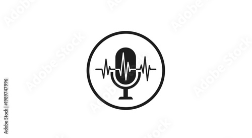 Microphone icon with sound waves.
