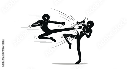 Martial arts kickboxing fighting stance.