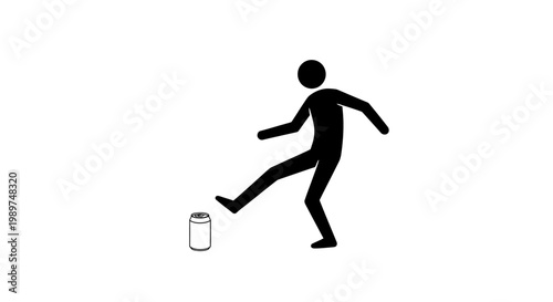 Person Kicking a Trash Can Silhouette.