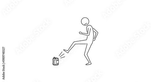 Person Kicking a Small Box Away.