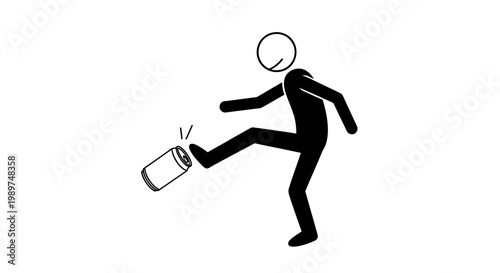 Person Kicking a Can Silhouette.