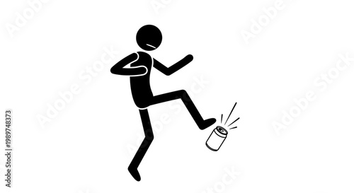 Person Kicking a Trash Can Hard.