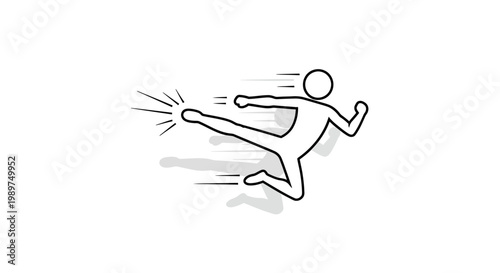 Person kicking with motion lines.