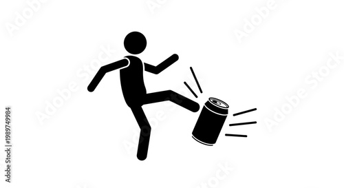 Person Kicking Trash Can Silhouette.