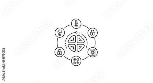 Network Diagram with Central Icon and Connections.