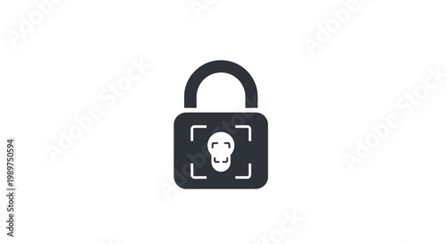 Padlock with Skull Icon Closeup.