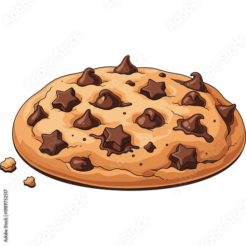 A delicious chocolate chip cookie with star-shaped candies on top.