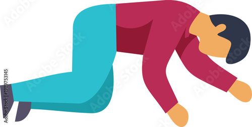 Man crawling on hands and knees feeling overworked, fatigued, and burned out