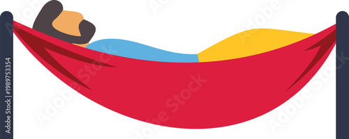 Person resting comfortably in a red hammock, depicting relaxation and vacation