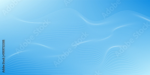 Abstract blue gradient background with shining lines waves. Minimalist background for banner, poster, cover, brochure, flyer, website vector