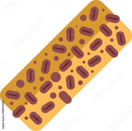 Granola bar providing a healthy energy snack on a white background