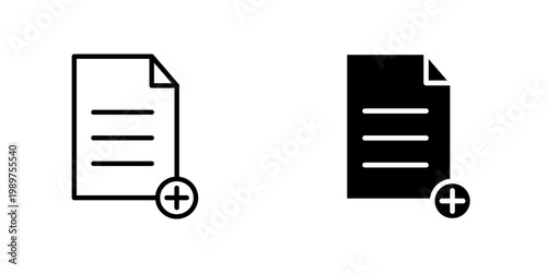 Add document icon on white background, editable stroke svg 10