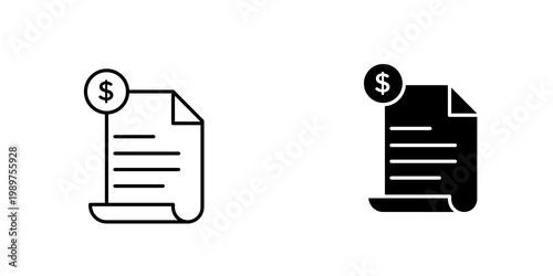 Bill paid icon on white background, editable stroke svg 10