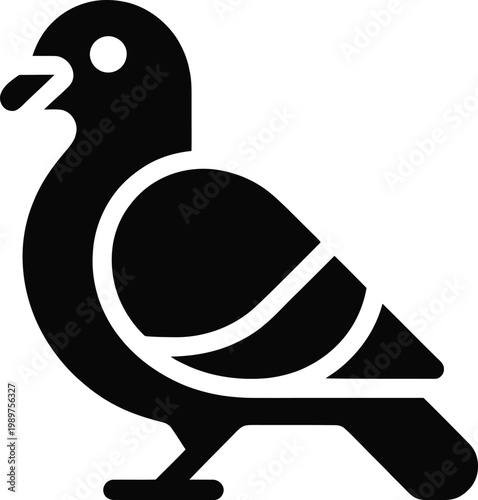 Pigeon bird silhouette with open beak during daytime with simple clean lines