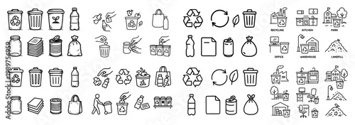 Recycling icons and waste management symbols