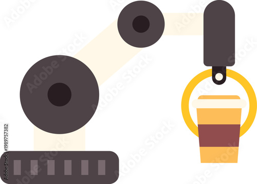 Robotic arm holding a coffee cup, symbolizing automation and technology in service