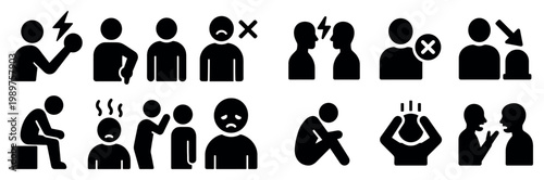 Health icons with person head hand solid