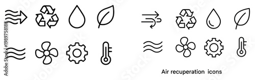 Air icons with leaf drop fan outline