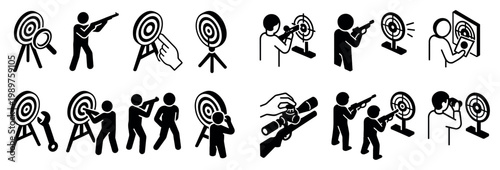 Targeting icons with dart target shooter outline