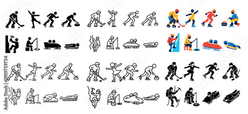 Winter sports icons and teams