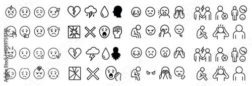 Diverse emotional icon set compilation