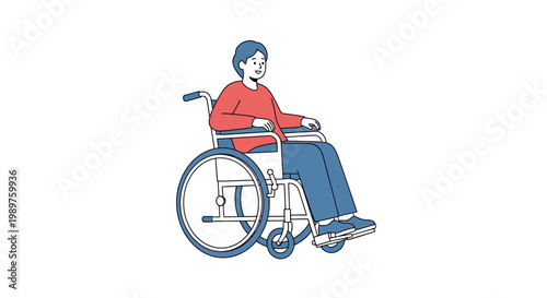 Man in a blue wheelchair.