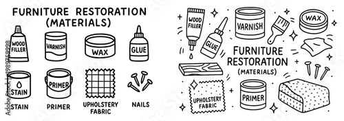 Restoration icons with varnish glue fabric minimal sketch