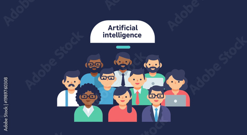 Diverse group artificial intelligence concept.