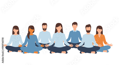 People Meditating in Group.