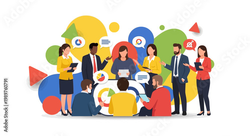 Diverse business team collaborating.