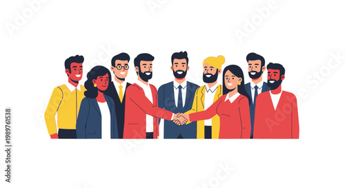 Diverse Group of People Shaking Hands.