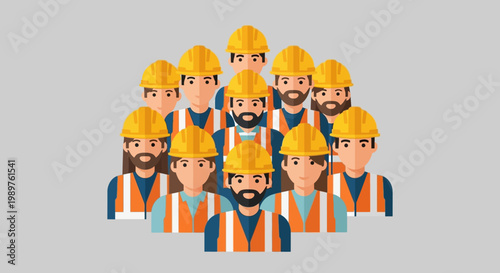 Construction workers in hard hats.