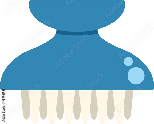 Blue silicone scalp massager brush providing grooming and hair care in a shower