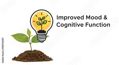 Illustration of plant growing from soil inside a lightbulb symbolizing ideas isolated on white background