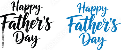 Festive 'happy father's day' typography in black and blue watercolor styles