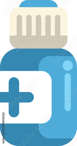 Medicine bottle with cross symbol, illustrating pharmaceutical care and health