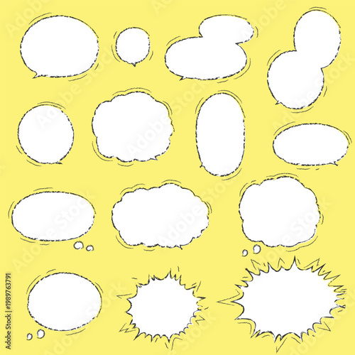 hand drawn speech bubble set