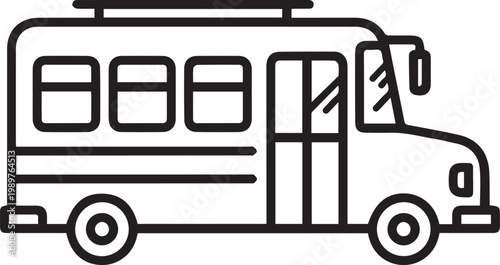 Black outlined icon of bus