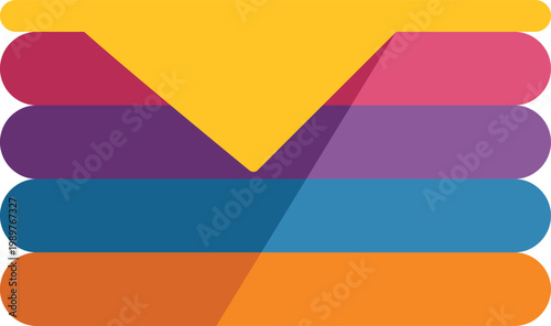 Envelope icon featuring multiple vibrant colored layers symbolizing mail and messages
