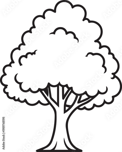 Black outlined icon of tree